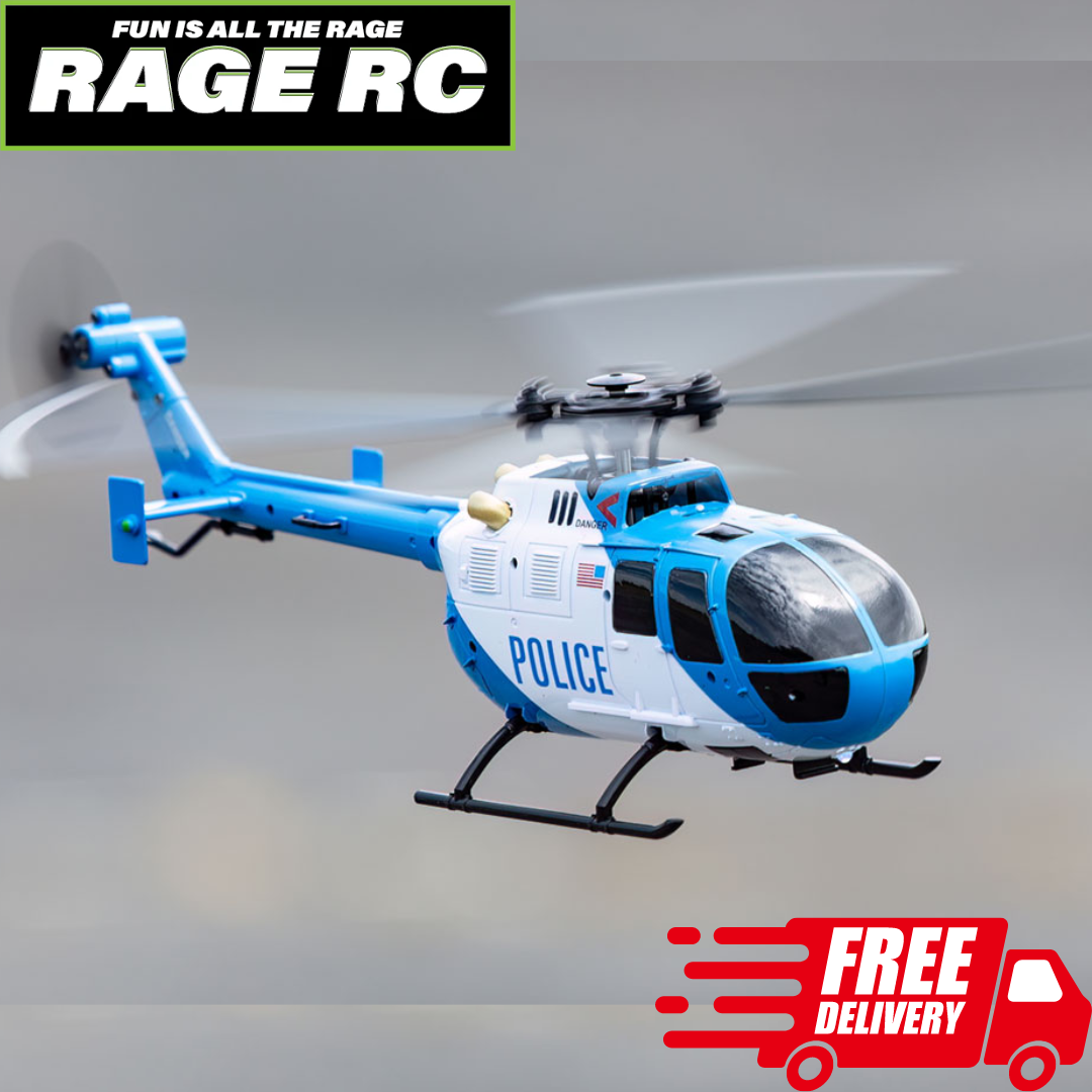 Rage RC Hero Copter Helicopter 4 Blade RTF Police w Stability Naughty Boy RC