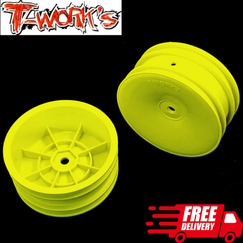 T-work's 2wd Buggy Front Wheels B7 RB7 YZ2 XB2 12mm (2) Yellow