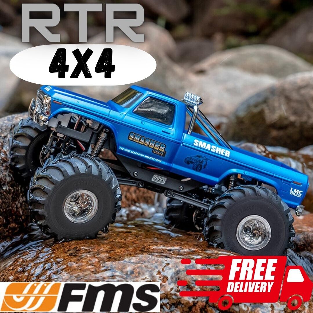 FMS FCX24 Smasher V2 1/24 4x4 RC Monster Truck RTR Blue Monster