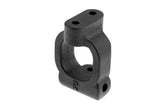 Black plastic radio control car part, Team Corally C-00140-050 Right C-Hub 9 Degree (1) SBX425, with mounting holes and angled design for RC car steering assembly.