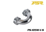 POWERSTAR PS-105M-V-S 1/8 Conical On-Road Exhaust Manifold Silver, a polished metal curved exhaust part designed for radio control cars and rc car parts.