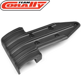 Team Corally C-00180-552 Rear Bumper with Skid Plate in black durable plastic for radio control parts, designed to protect and enhance RC cars with a sleek, functional design.