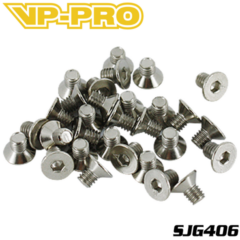VP-PRO SJG406 Flat Headed Screws 4x6mm BLACK STEEL (30)