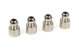 Four metallic steel ball ends arranged in a row on a white background, labeled as Team Corally C-00180-220 Steel Ball End 5.8mm for Anti Roll Bar (4), used for radio control car parts.