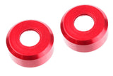 Team Corally COR00180-532 HDA Suspension Arm Outer Spacer (2) in red anodized aluminum, designed for radio control parts and rc cars, enhancing durability and performance.