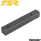 Team Saxo TS05087 MGT Balancing Weight, a rectangular black metal component with two screw holes, designed for radio control car parts and rtr rc cars.