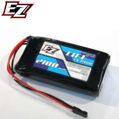 EZpower 2100mah 6.6V Life RX TX Pack (Futaba Type) Battery with black casing, blue and white label, and red and black wires for radio control parts and rc cars.