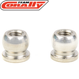Two polished metal 6mm steel ball connectors for radio control parts, labeled as Team Corally C-00180-171 6mm Steel Ball (2), designed for rc car applications.