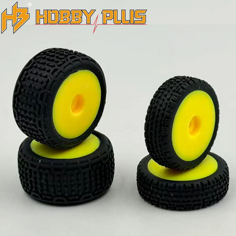 Hobby Plus HBP240125 Premounted Front & Rear Tires Yellow (4) Speck B