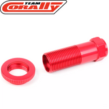 Team Corally C-00180-145 Aluminum Servo Saver Shaft with Nut in red, an aluminum radio control parts component for rc cars.