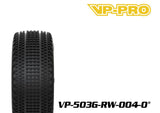 VP-PRO VP-503G 1/10 Short Course Truck Tires (4) Pre-Mounted White showing detailed tread pattern designed for enhanced grip on RC cars and radio control parts.