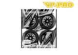 VP-PRO VP-802G Cutoff Evo 1/8 Buggy Pre-Mounted Tires (4) Black Wheels set displayed on branded packaging, designed for radio control car parts and RTR RC cars.