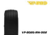 VP-PRO VP-802G Cutoff Evo 1/8 Buggy Pre-Mounted Tires (4) White Wheels shown with detailed knobby tread pattern designed for improved traction on radio control parts and rc cars.