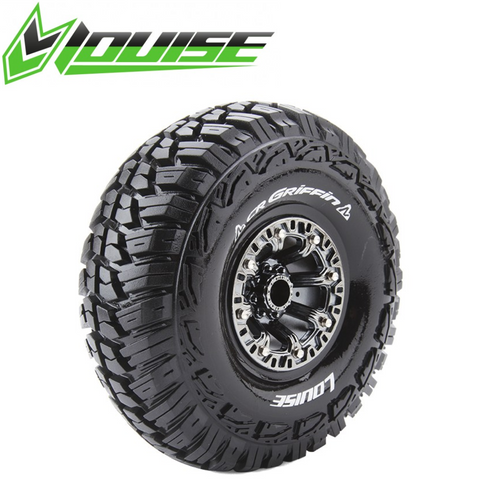 Louise CR-Griffin RC Crawler Tires 1/10 2.2" 12mm SS CH-BL Mounted (2)