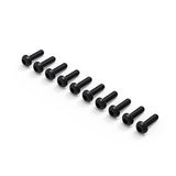 Set of ten black metal screws with round heads designed for radio control parts, identified as Gmade GMA0012 2.5x8mm Round Head Hex Wrench Bolt (10).