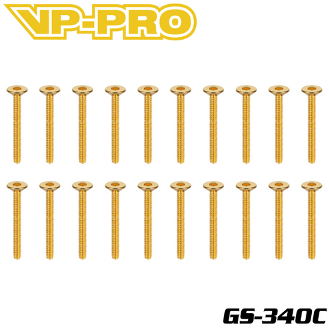 VP-PRO GS-340C 3mmx40mm Gold Alloy Steel Countersunk Head Screw (20)