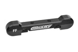 Team Corally C-00180-874 Aluminum Suspension Arm Mount HD Front-Front 8mm in black, designed for radio control car parts with durable aluminum construction and precision mounting holes.