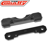 Team Corally C-00180-974 4mm Aluminum Suspension Arm Mount & Cover in black, designed as durable rc car parts for radio control vehicles.
