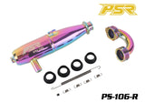 POWERSTAR PS-106-R 1/8 Buggy Exhaust Pipe (EFRA 2203) Rainbow with mounting springs and rubber gaskets for radio control car performance upgrade.
