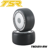 Team Saxo 1/10 F1 RC Car Front Tires Pre-Mounted (2) White Rim Bearing Rubber