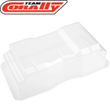 Team Corally C-00140-082 Clear Rear Wing 1/10 Buggy, transparent plastic rear wing designed for 1/10 scale rc cars, enhancing aerodynamics and style in radio control parts.