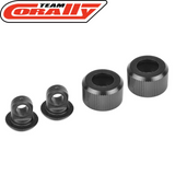 Team Corally C-00180-1008 Shock Cap & Ring Set featuring black durable plastic shock components for radio control parts in rc cars and rtr rc cars maintenance and upgrades