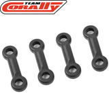 Team Corally C-00180-089 Steering Bellcrank Parts A-B-C set of four black plastic radio control parts for rc cars steering mechanism.