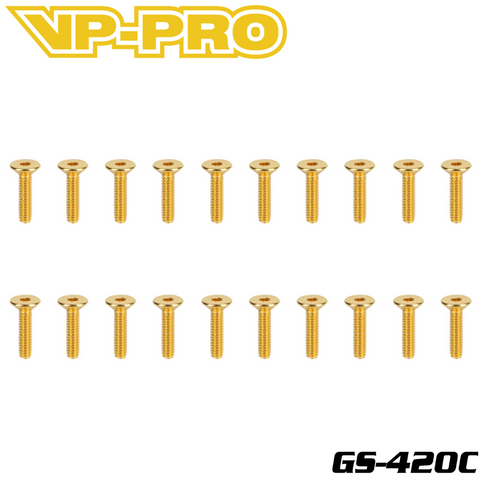 VP-PRO GS-420C 4mmx20mm Gold 12.9 Alloy Steel Countersunk Head Screw (20)