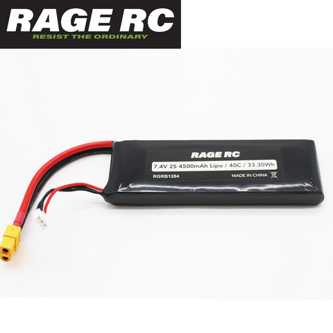 Rage RC RGRB1284 2S 7.4V 4500mAh 40C Lipo Battery XT60 Velocity 900BL