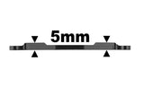 Team Corally C-00180-175-2 Aluminum 7075 Steering Rack side view showing a slim black metal component measuring 5mm in thickness for radio control car parts.