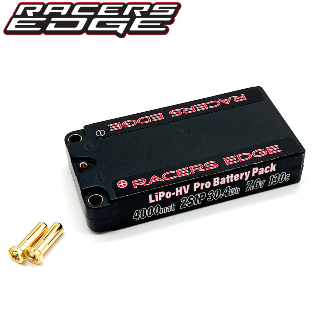 Racers Edge 4000mAh 2S 7.6V 130C LCG Shorty Hard Case Lipo Battery 5mm ...