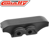 Team Corally COR00180-869 Chassis Brace Cover in black, designed as a durable rc car part for protecting chassis brace components in radio control cars.