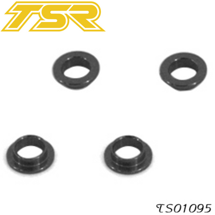 Team Saxo TS01095 Spring Setting-Up Washer (4) black metal washers for radio control car parts, designed to enhance spring assembly performance in rtr rc cars.
