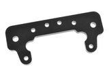 Team Corally C-00180-991 Front 4mm Aluminum Hinge Pin Plate EB in black anodized finish, designed for radio control car parts and rc car assemblies.