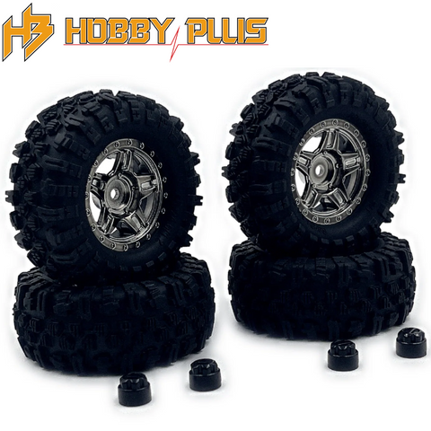 Hobby Plus HBP240527 1.2" Mudder Wheel Tire Set 60mm Black Chrome