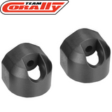 Team Corally C-00180-658 Shock Cap Protector (2) black plastic caps designed to protect shock absorber tops for radio control parts in rc cars.