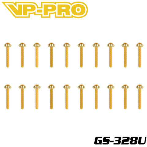 VP-PRO GS-328U 3mmx28mm Gold 12.9 Alloy Steel UFO Head Screws (20)