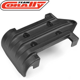Team Corally C-00180-551 Front Bumper with Skid Plate in black durable plastic designed for radio control parts and rc car parts.