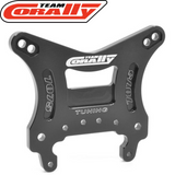 Team Corally C-00180-1122 Asuga XLR Front Shock Tower 5mm 7075 T6 Aluminum black anodized CNC machined radio control car part with logo and tuning engraving