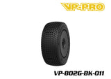 VP-PRO VP-802G Cutoff Evo 1/8 Buggy Pre-Mounted Tires (4) Black Wheels shown individually with detailed tread pattern, suitable for radio control car parts from Naughty Boy RC.