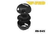 VP-PRO RS-945-RW White INS Box & Air Filter IFMAR EFRA depicting a black exploded view of a round air filter assembly for RC car parts from Naughty Boy RC.