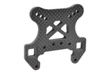 Team Corally C-00180-779 Front Shock Tower 5mm Carbon Fiber designed for rc car suspension with multiple mounting holes and carbon fiber textured surface.