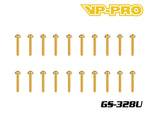 VP-PRO GS-328U 3mmx28mm Gold 12.9 Alloy Steel UFO Head Screws (20)