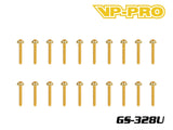 VP-PRO GS-328U 3mmx28mm Gold 12.9 Alloy Steel UFO Head Screws (20)