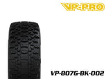 VP-PRO VP-807G Bull Dog Evo 1/8 Buggy Pre-Mounted Tires (4) Black Wheels with a textured tread pattern designed for enhanced grip on radio control buggy cars.