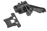 Team Corally C-00180-957 Front Chassis Brace MT-G2 black plastic radio control car parts designed for durability and precise fit in RC car assembly.