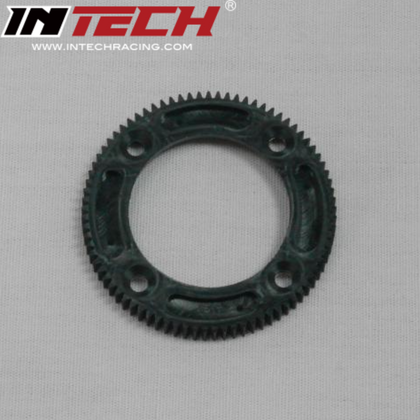 INTECH Racing 100113 81T Spur Gear ER-14 designed for rc car parts featuring durable gear teeth and mounting holes for secure installation in radio control vehicles.