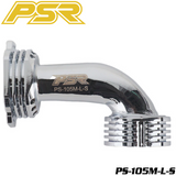 POWERSTAR PS-105M-L-S 1/8 Conical On-Road Exhaust Manifold Silver for rc car parts with a polished silver finish and ribbed detailing on both ends.