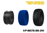 VP-PRO VP-807G Bull Dog Evo 1/8 Buggy Pre-Mounted Tires (4) Black Wheels shown with black plastic wheel rims, blue inner inserts, and textured knobby rubber tires designed for radio control cars.
