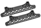 Pair of black Team Corally C-00105-021 Bumpers (2) featuring a lightweight honeycomb design, made for radio control parts in rc cars and rtr rc cars.
